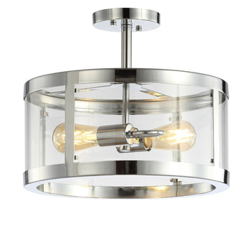 Herndon 15" Iron/Glass Modern LED Flush Mount - JONATHAN Y